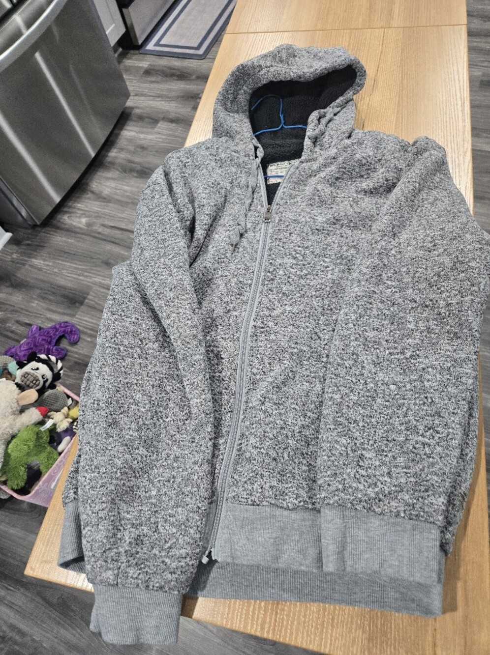 Mens Gray Hooded Zip Jacket
